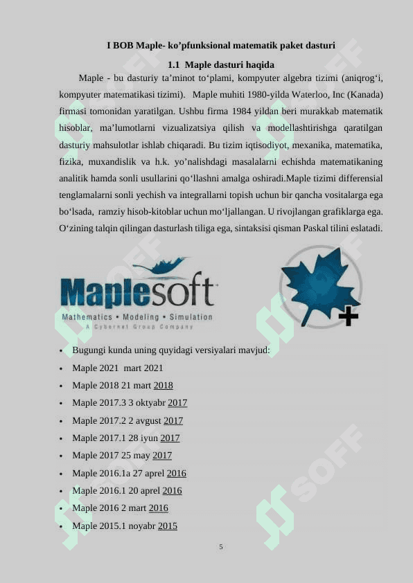 Maple dasturida turli xil masalalarni yеchish 5