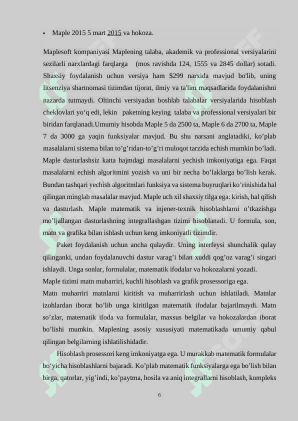Maple dasturida turli xil masalalarni yеchish 6