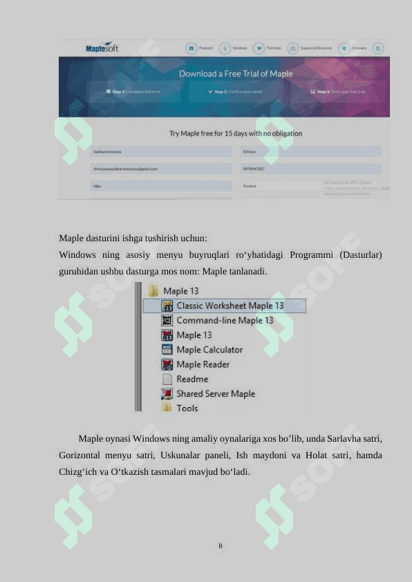 Maple dasturida turli xil masalalarni yеchish 8
