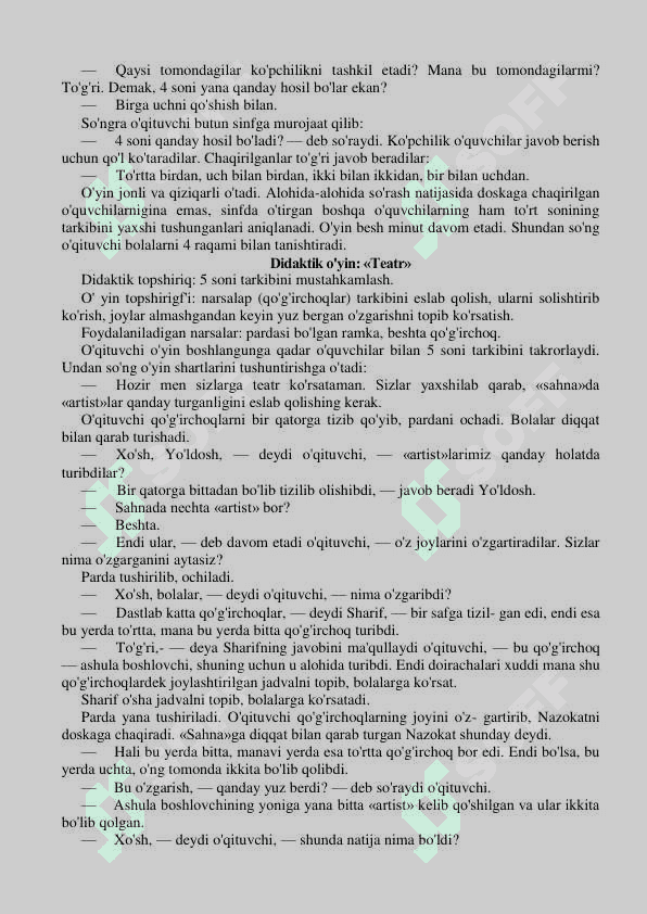 MATEMATIKADAN DIDAKTIK MATERIALLAR 8