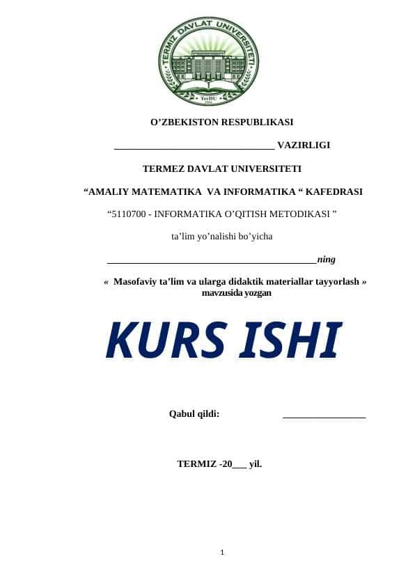 Masofaviy ta’lim va ularga didaktik materiallar tayyorlash