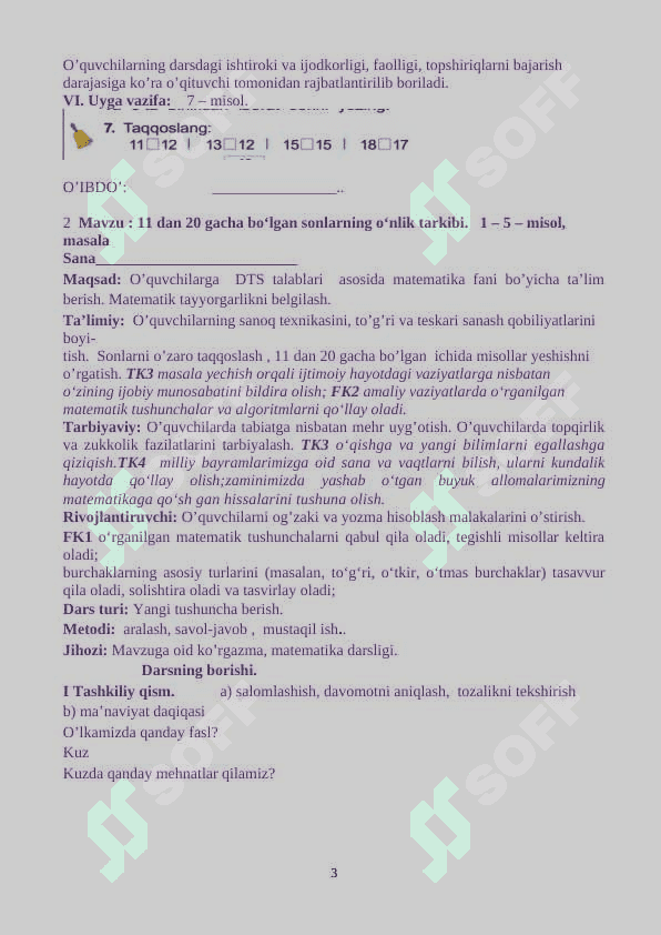 1-sinf MATEMATIKA DARS ISHLANMA 3