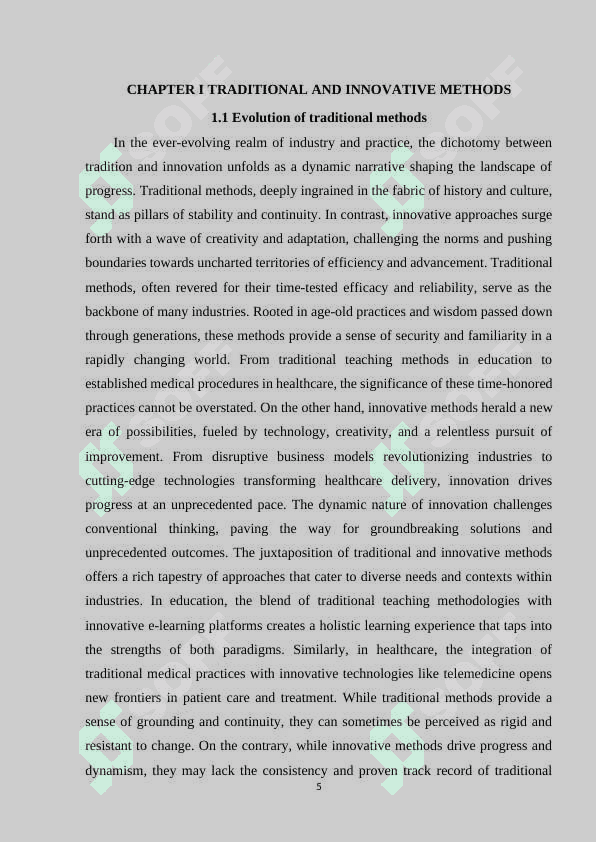 TRADITIONAL AND INNOVATIVE METHODS 5