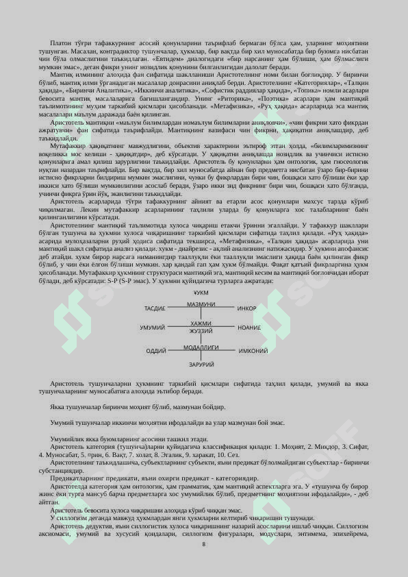 Мантиқ илмининг предмети ва аҳамияти. 8