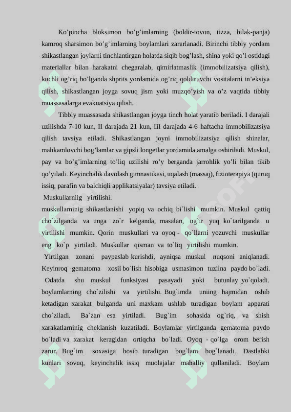 YUMSHOQ TO’QIMALARNING SHIKASTLANISHI 6