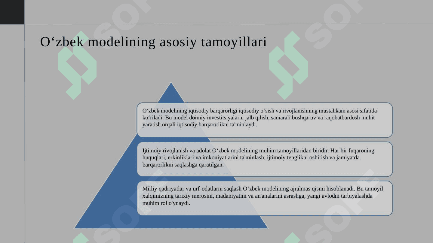 Taraqqiyotning o'zbek modeli va uning o'ziga xos xususiyatlari 3