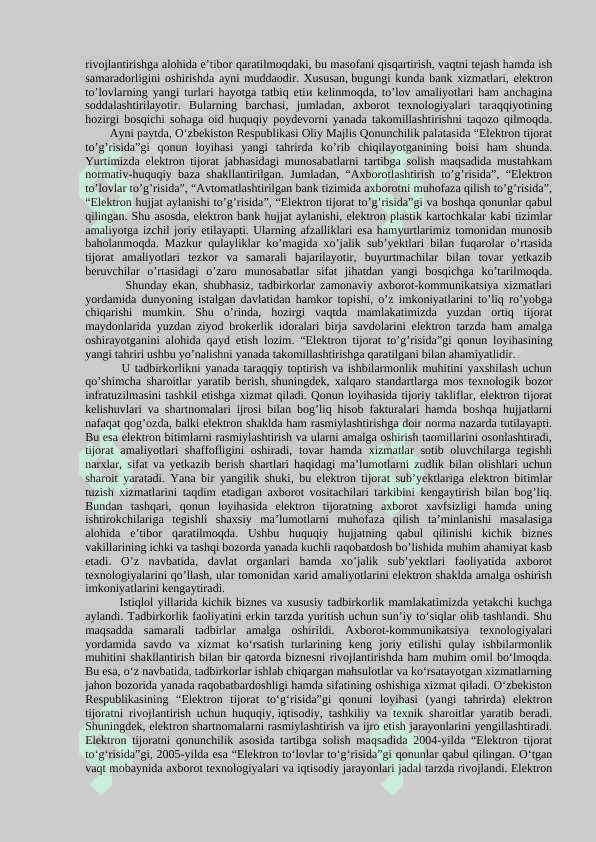 KORXONALAR FAOLIYATIDA ELEKTRON BIZNESDAN FOYDALANISH 4