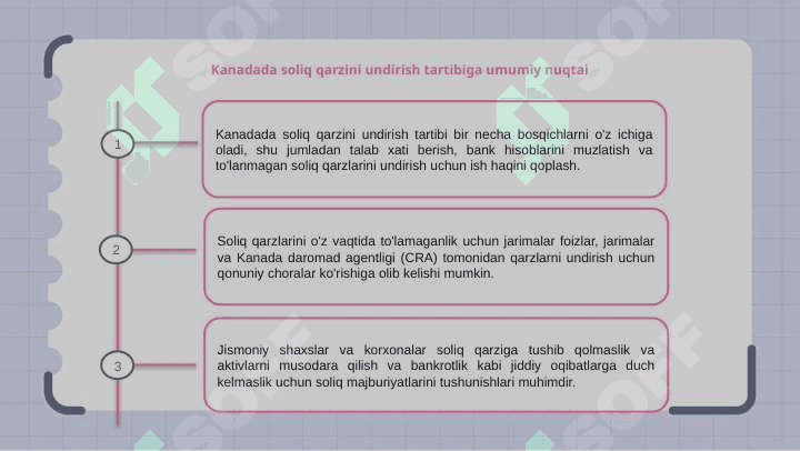 Kanada soliq qarzini undirish tartibi. pptx 3
