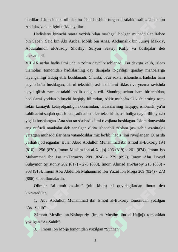 ISLOMSHUNOSLIK VA HADISSHUNOSLIKNING BUYUK ALLOMALARI 5