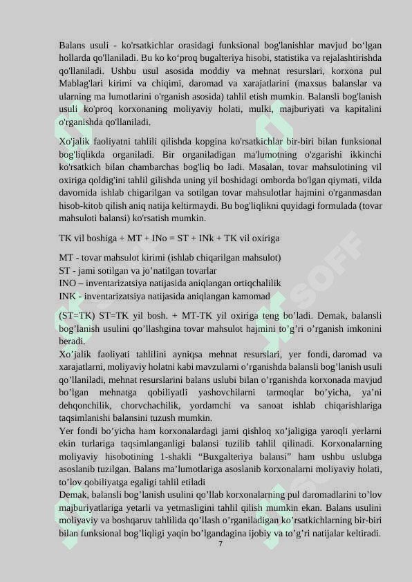 PUL MABLAG‘LARI VA HISOB–KITOBLAR HISOBI 7