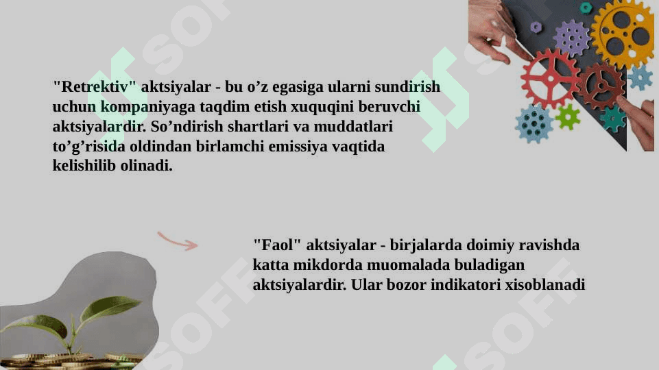 Aksiyaning baholanishi va xususiyatlari PPTX        Aksiyalar va fond bozori.2. Aktsiyalarning nominal va bozor qiymati.3. Kompaniya tahlili va aksiyalarni baholashi. 4