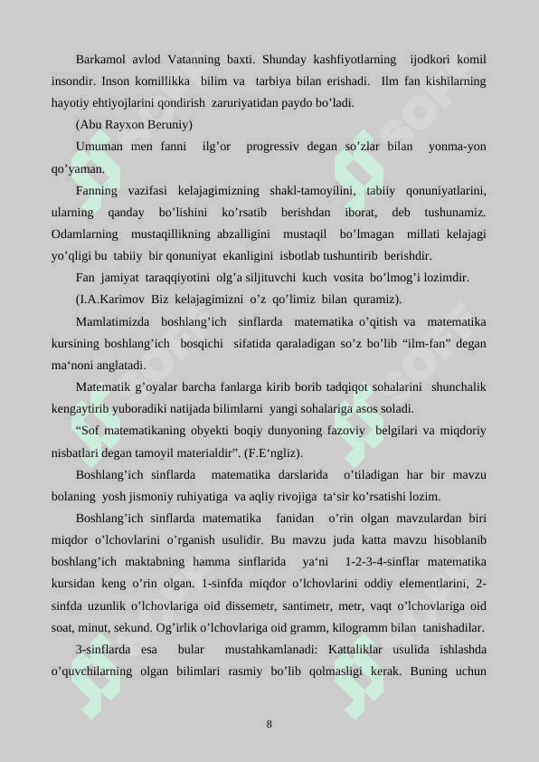 III 3- sinflarda miqdorlarni o’qitish metodikasi 8
