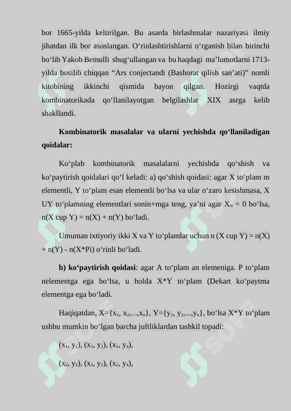 Kombinatorik masalalar va tartiblangan to‘plamlar. Nyuton binomi 8