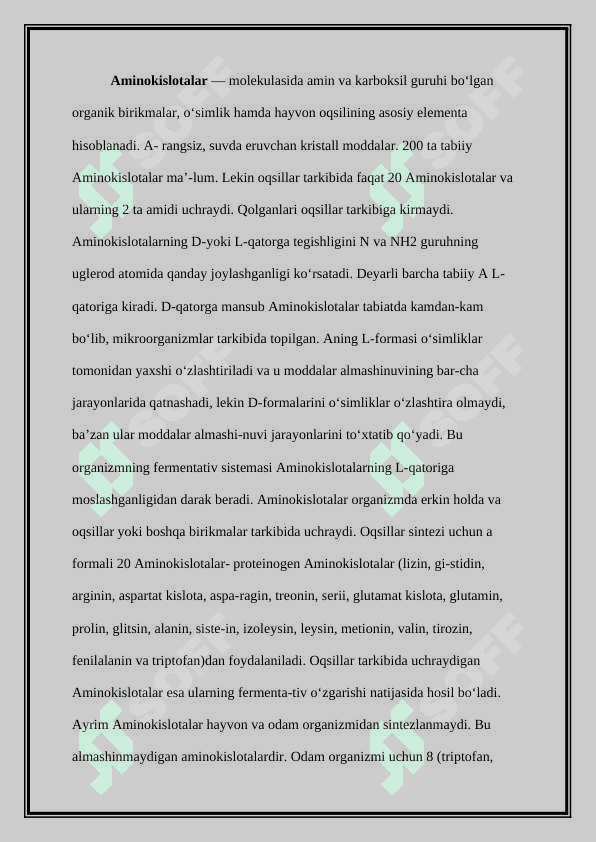 Aminokislotalarni ajratib olish va identifikatsiyalash usullari 2