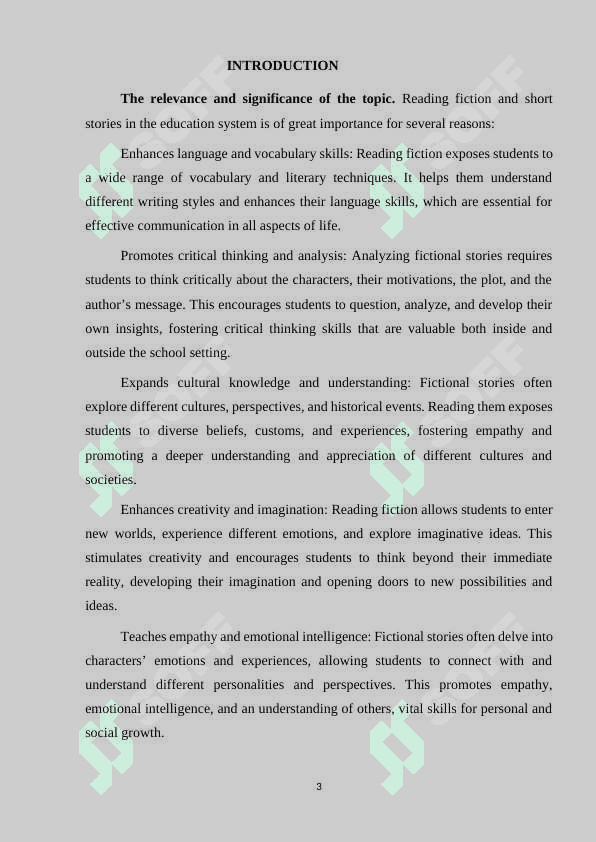 Reading fictions and short stories in education 3