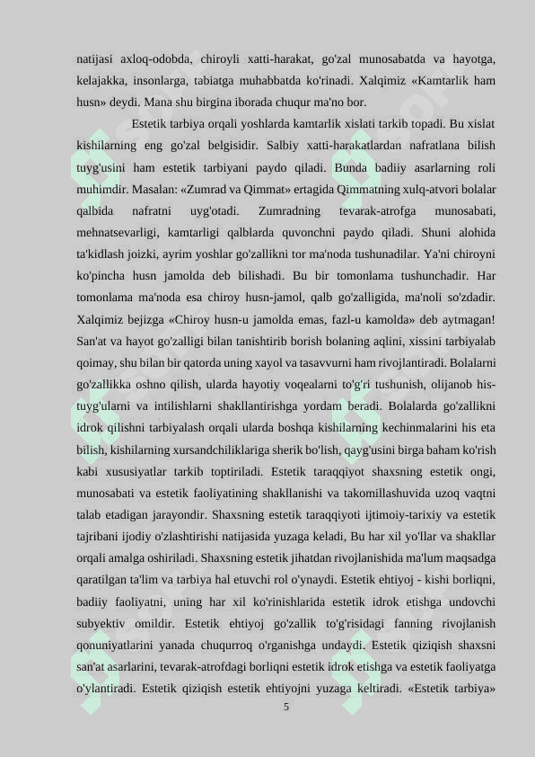 Maktabgacha yoshdagi bolalarga estetik tarbiya berish mazmuni 5