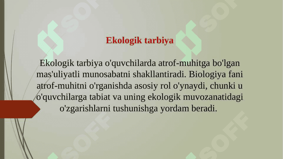 Biologiyani o'qitishda o'quvchilarda ekologik, mehnat va vatanparvarlik tarbiyasini shakllantirish (TAQDIMOT) 4