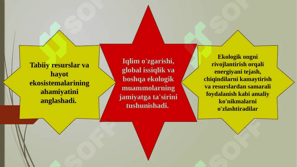 Biologiyani o'qitishda o'quvchilarda ekologik, mehnat va vatanparvarlik tarbiyasini shakllantirish (TAQDIMOT) 5