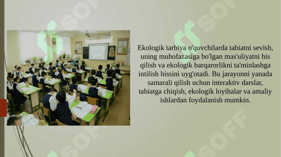 Biologiyani o'qitishda o'quvchilarda ekologik, mehnat va vatanparvarlik tarbiyasini shakllantirish (TAQDIMOT) 6
