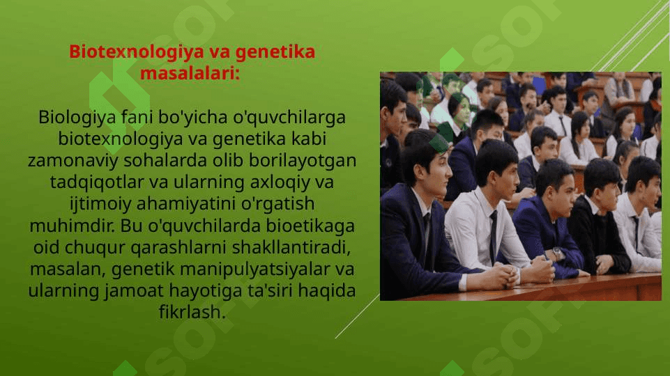 Biologiyani o'qitishda o'quvchilarning dunyoqarashini tarbiyalash (TAQDIMOT) 8