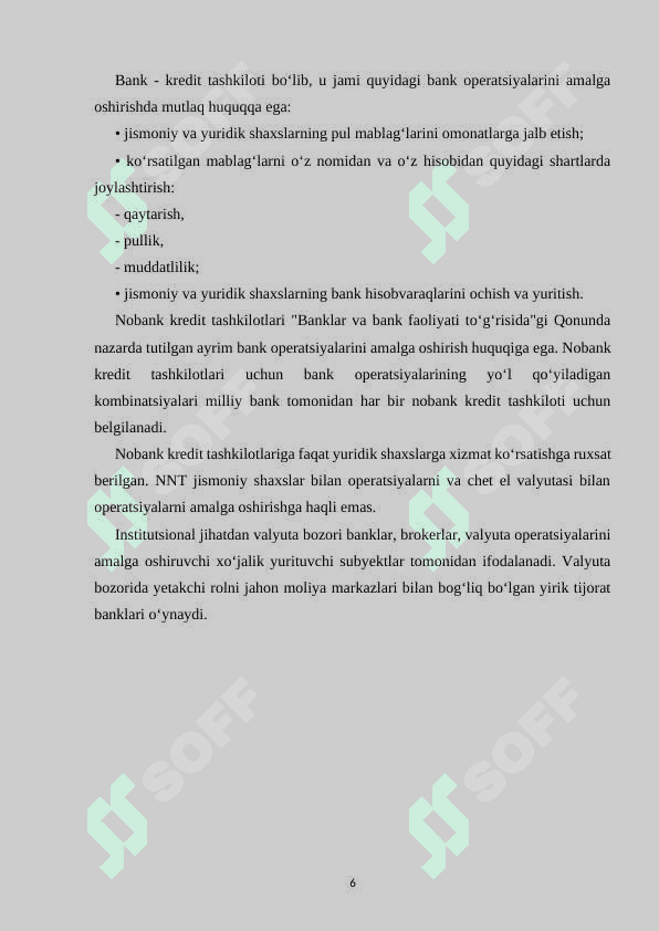 Kredit-bank tizimining institutsional oʻlchovi 6