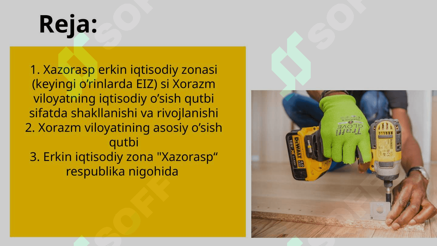 Erkin iqtisodiy zonalarni shakllantirish mexanizmlarini o‘rganish. 2