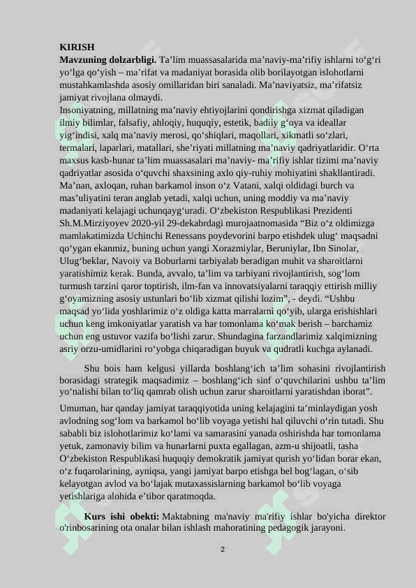 Maktabning maʼnaviy-maʼrifiy ishlar boʻyicha direktor oʻrinbosarining ota-onalar bilan ishlash madaniyati 2
