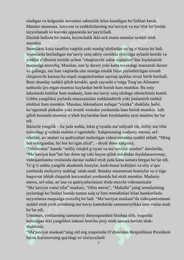 Maktabning maʼnaviy-maʼrifiy ishlar boʻyicha direktor oʻrinbosarining ota-onalar bilan ishlash madaniyati 7