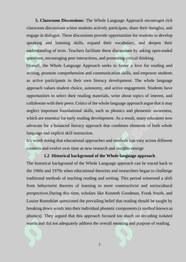 The Whole Language Approach 8