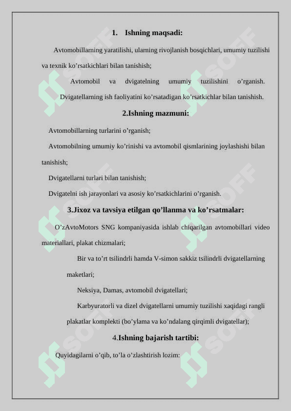 Avtomobillar umumiy tuzilishi 2