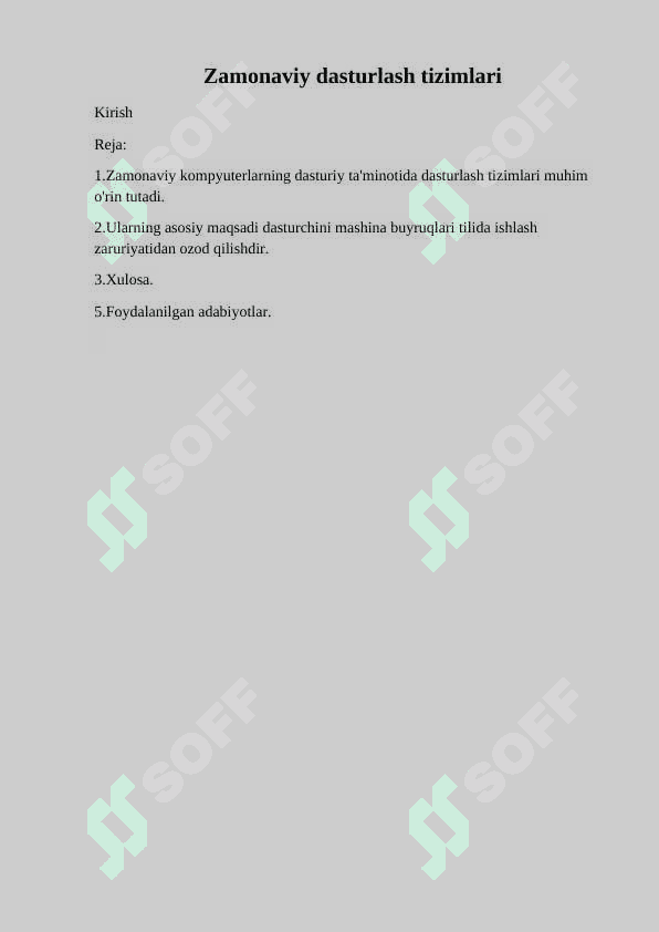 Zamonaviy dasturlash tizimlari 2