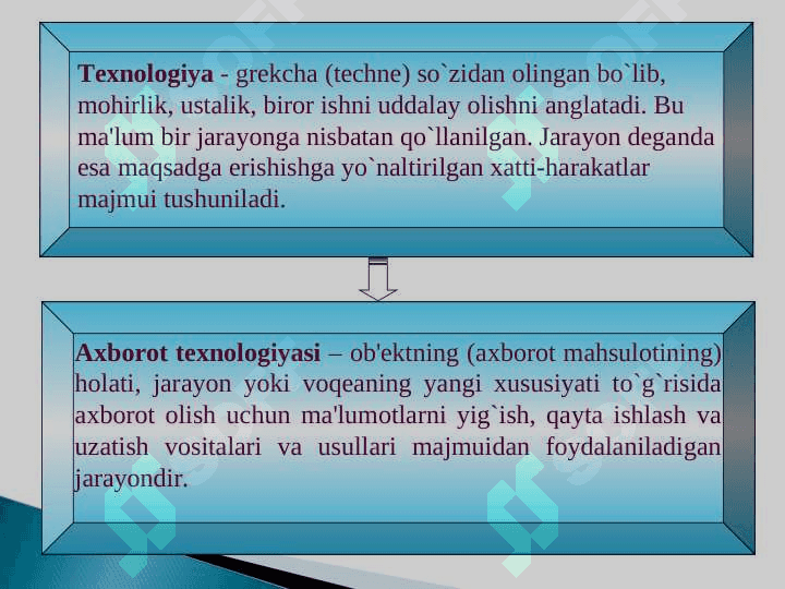 Ta’lim texnologiyasini tuzilishi. Axborot texnologiyasi tushunchasi va klassifikatsivasi 2