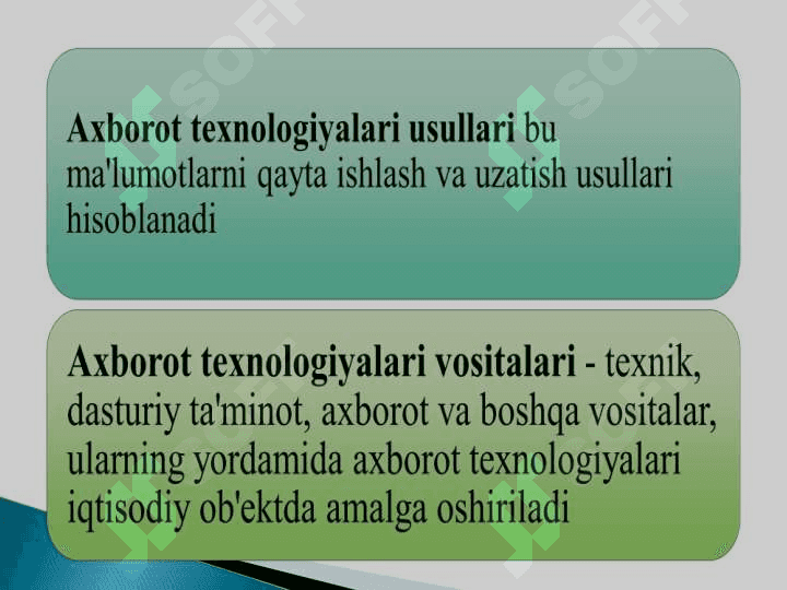 Ta’lim texnologiyasini tuzilishi. Axborot texnologiyasi tushunchasi va klassifikatsivasi 3