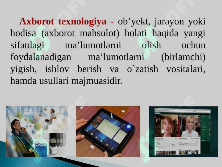 Ta’lim texnologiyasini tuzilishi. Axborot texnologiyasi tushunchasi va klassifikatsivasi 6