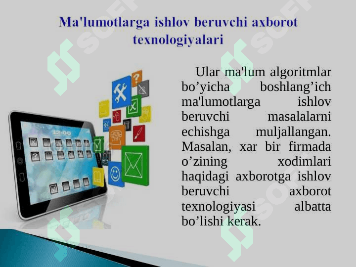 Ta’lim texnologiyasini tuzilishi. Axborot texnologiyasi tushunchasi va klassifikatsivasi 8