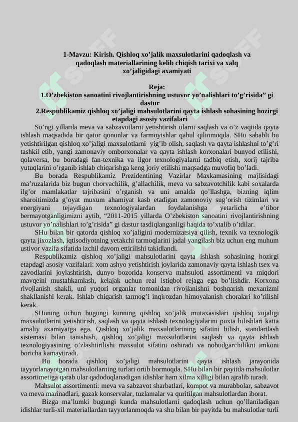 QISHLOQ XO’JALIGI MAXSULOTLARINI SAQLASH VA DASTLABKI ISHLASHDA QADOQLASH VA QADOQLASH MATERIALLARI 2
