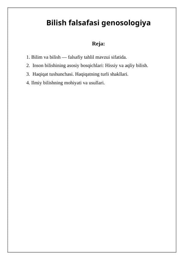 Bilish falsafasi genosologiya 1