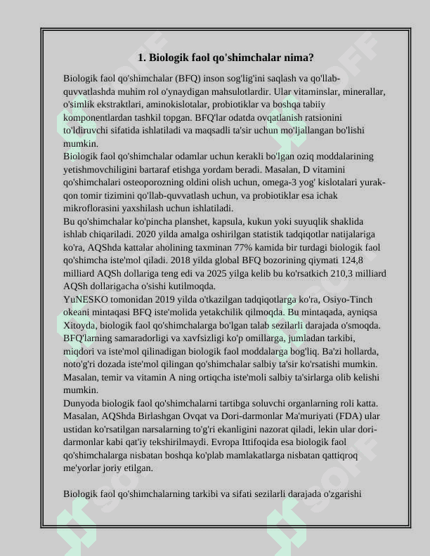 Biologik faol qo’shimchalar 2