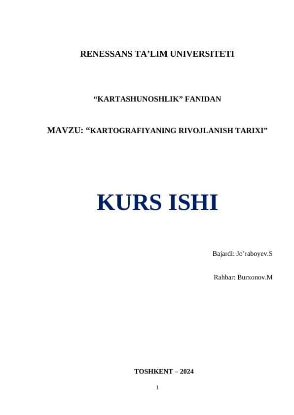 KARTOGRAFIYANING RIVOJLANISH TARIXI