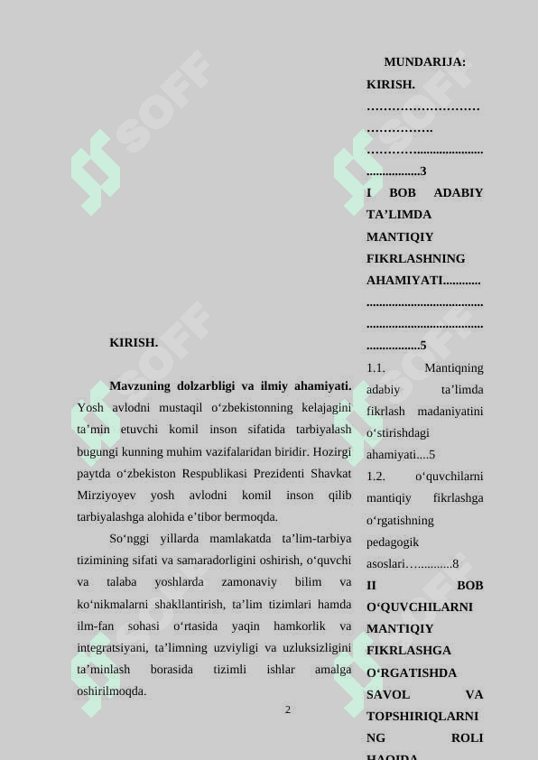 BOSHLANGʻICH SINF ONA TILI DARSLARI OʻQUVCHILARNI MANTIQIY FIKRLASHGA OʻRGATISH 2