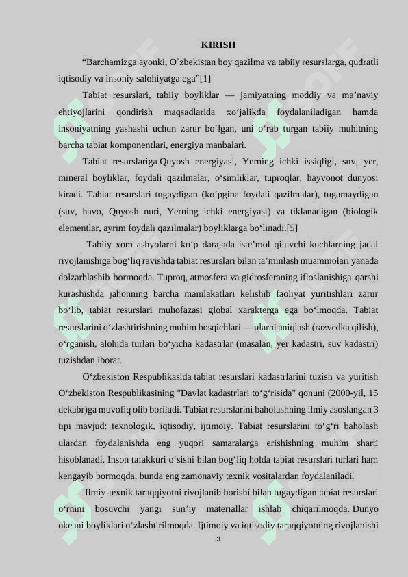 “Tabiiy resurslarning turlari va ulardan foydalanish” 3