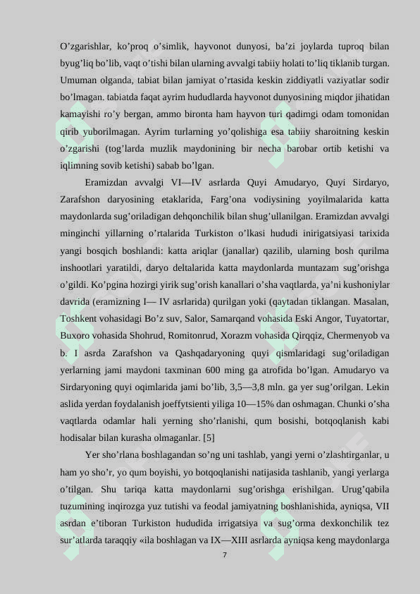 “Tabiiy resurslarning turlari va ulardan foydalanish” 7