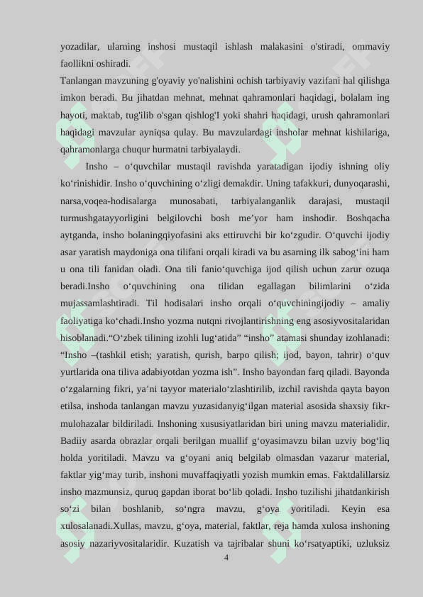 Darsliklardagi insho uchun berilgan materiallarni tahlil qilish 4