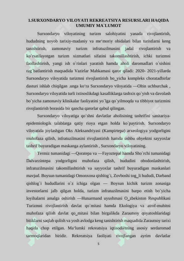 “Surxondaryo viloyati rekreatsion resurslari” 5