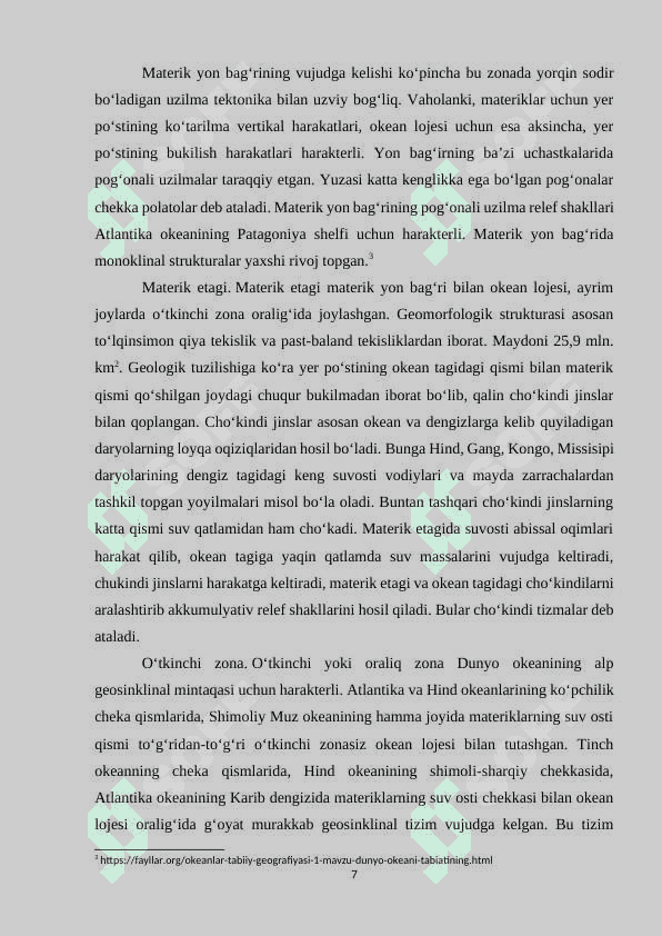 Dunyo okeani tabiat mintaqalariga tavsif 7