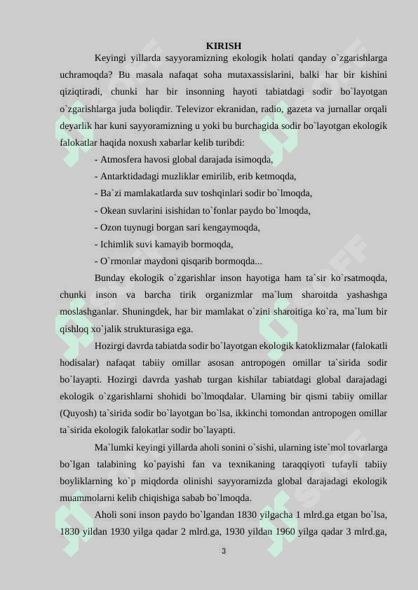 “Sun`iy omillar ta`sirida sodir bo`ladigan jarayonlar ” 3