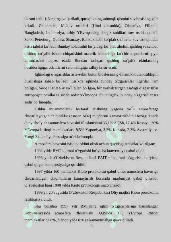“Sun`iy omillar ta`sirida sodir bo`ladigan jarayonlar ” 8