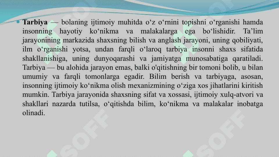 Tarbiya jarayonining psixologik asoslari 5