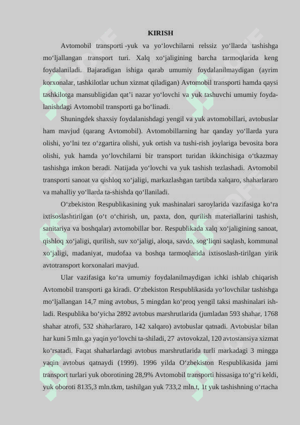 “O`zbekistonda Avtomobil Transportining rivojlanishi ” 3