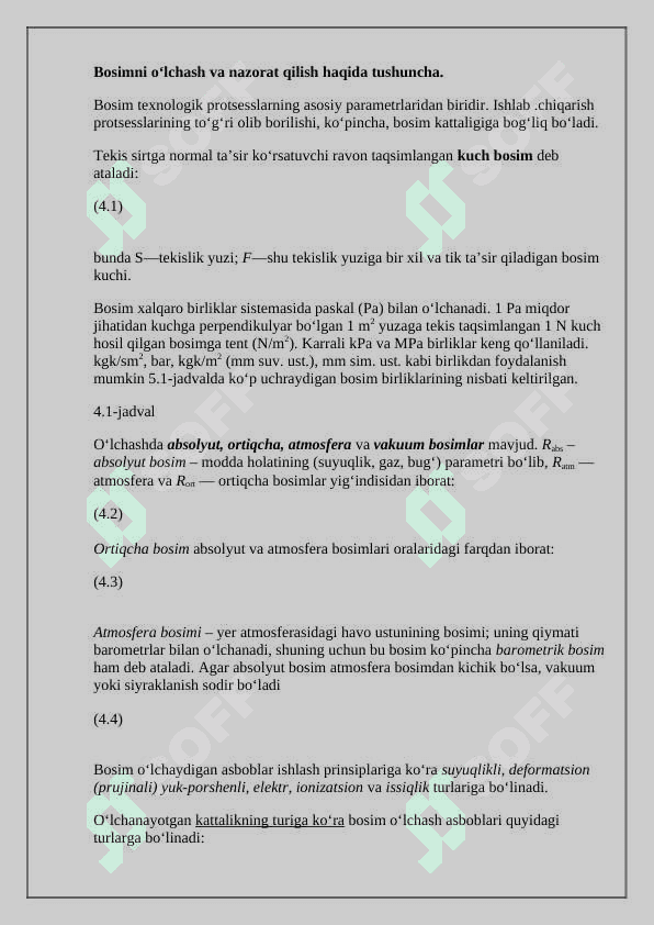 Bosimni yuk-porshenli manometrlar bilan o‘lchash 2